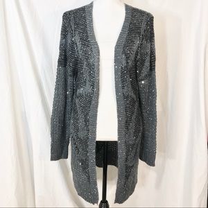 Confess Sequin Open Front Maxi Cardigan
